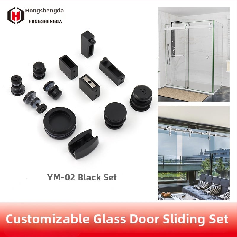 Kit ușă de duș din sticlă cu glisare, accesorii din oțel inox 304, YM-02, pentru baie