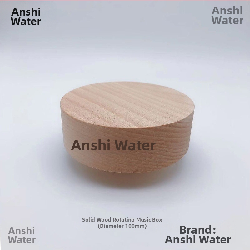 Cutie muzicală din lemn cu bază rotativă – lemn de piersic, stil simplu și modern, imprimare