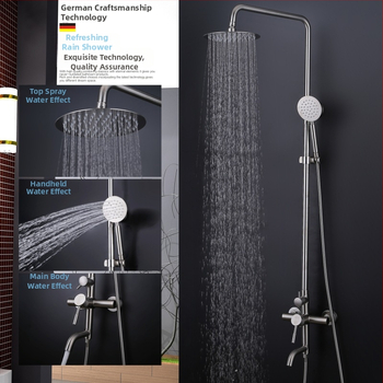 Set de duș din oțel inoxidabil 304, ploaie, montaj pe perete, YAMANSI, temperatură de lucru 0-90°C, presiune nominală 1.6 MPa