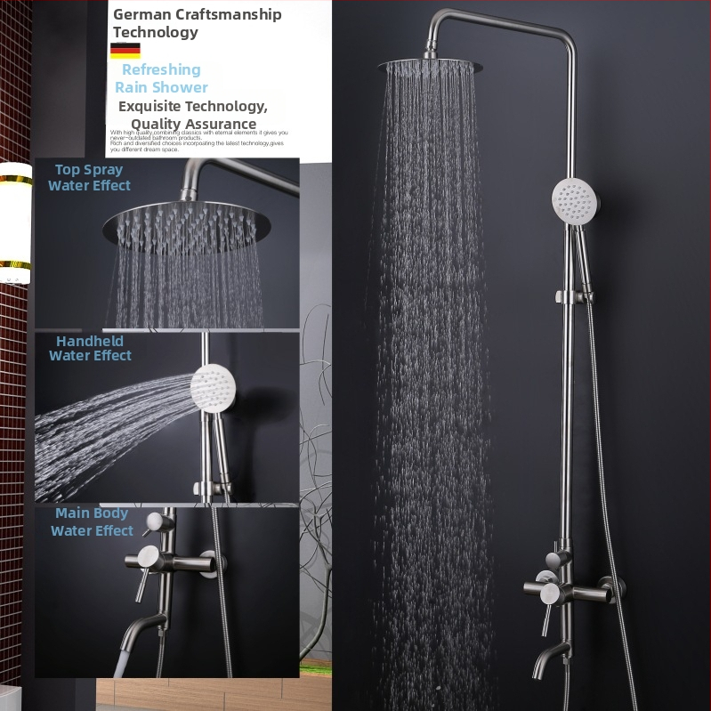 Set de duș din oțel inoxidabil 304, ploaie, montaj pe perete, YAMANSI, temperatură de lucru 0-90°C, presiune nominală 1.6 MPa