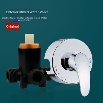 Valvă de amestec montată pe perete, dublu control (6 L/min, 0.2–1.0 MPa, 5–75°C, 4 porturi)