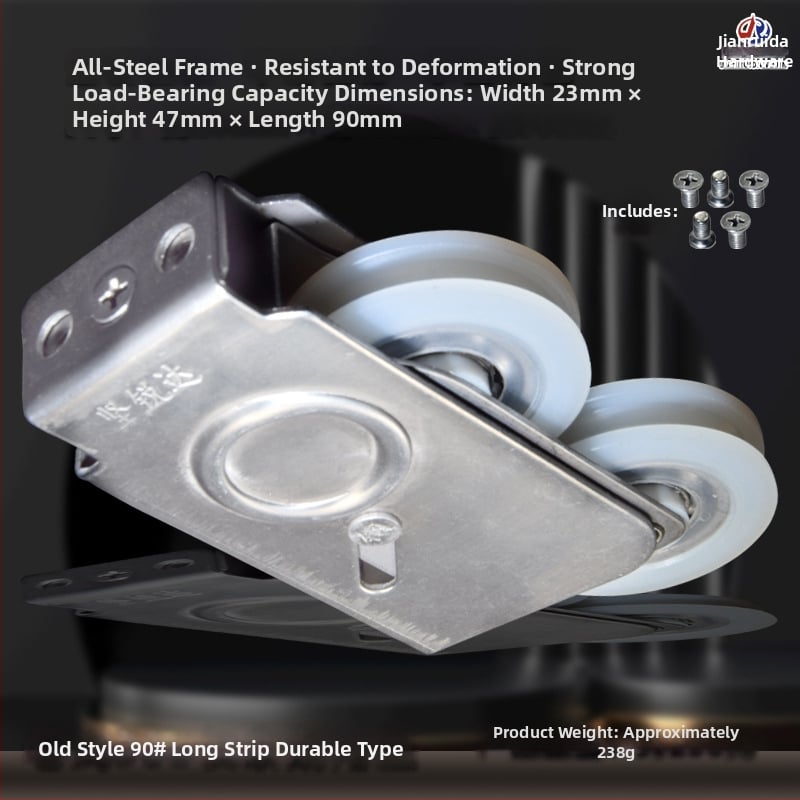 Rulment cu două roți pentru ferestre și uși glisante | oțel inoxidabil | Model: rulment Tip 90 | raza canalei pentru cablu: 6 mm | capacitate de încărcare: 60 kg | prelucrare: OEM cu siglă