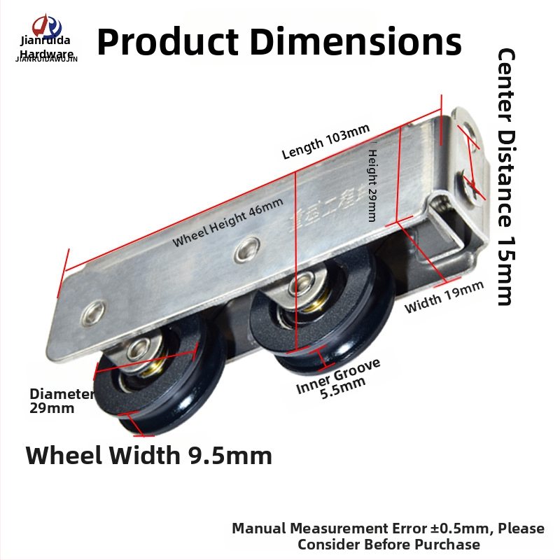 Jianruida 2078/2008 rola pentru fereastră din oțel inoxidabil, cu tambur gol și rulment, pentru ferestre glisante