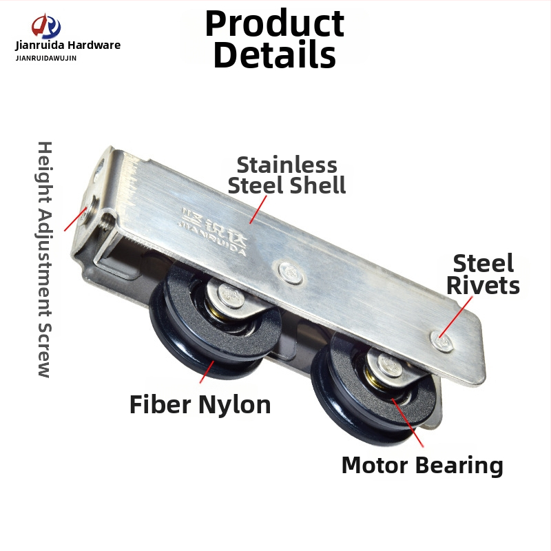Jianruida 2078/2008 rola pentru fereastră din oțel inoxidabil, cu tambur gol și rulment, pentru ferestre glisante