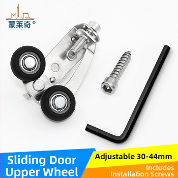Monledge Roată superioară reglabilă pentru uși glisante de garderobă – Roată din nylon placat cu nichel, model Mediu reglabil, ax 5 mm, rază canelă frânghie 5 mm, interval montaj 30–42 mm