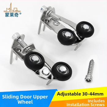 Monledge Roată superioară reglabilă pentru uși glisante de garderobă – Roată din nylon placat cu nichel, model Mediu reglabil, ax 5 mm, rază canelă frânghie 5 mm, interval montaj 30–42 mm