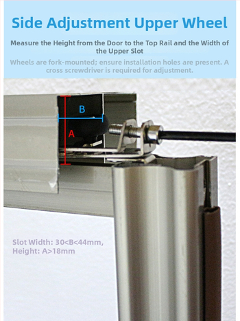 Monledge Roată superioară reglabilă pentru uși glisante de garderobă – Roată din nylon placat cu nichel, model Mediu reglabil, ax 5 mm, rază canelă frânghie 5 mm, interval montaj 30–42 mm