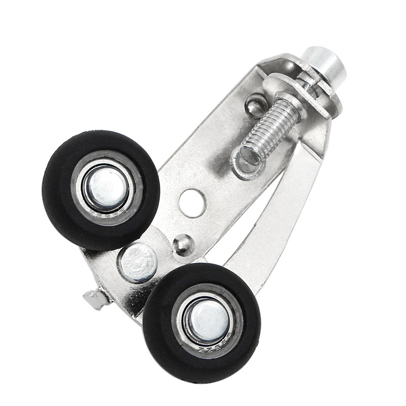 Monledge Roată superioară reglabilă pentru uși glisante de garderobă – Roată din nylon placat cu nichel, model Mediu reglabil, ax 5 mm, rază canelă frânghie 5 mm, interval montaj 30–42 mm