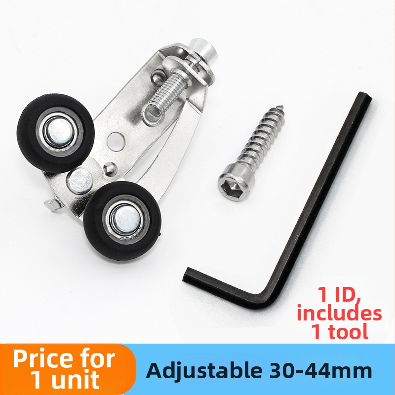 Monledge Roată superioară reglabilă pentru uși glisante de garderobă – Roată din nylon placat cu nichel, model Mediu reglabil, ax 5 mm, rază canelă frânghie 5 mm, interval montaj 30–42 mm