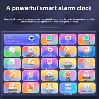 Dr. Pen Q1 Ceas inteligent deșteptare cu povestiri pentru somn, asistent vocal AI, Bluetooth, ecran LCD, reîncărcabil