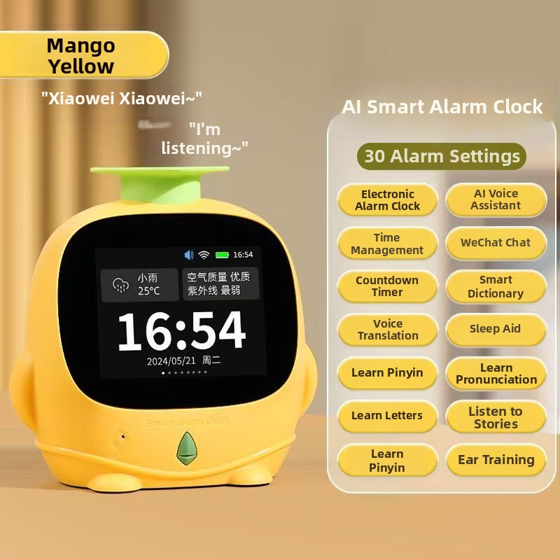 Dr. Pen Q1 Ceas inteligent deșteptare cu povestiri pentru somn, asistent vocal AI, Bluetooth, ecran LCD, reîncărcabil