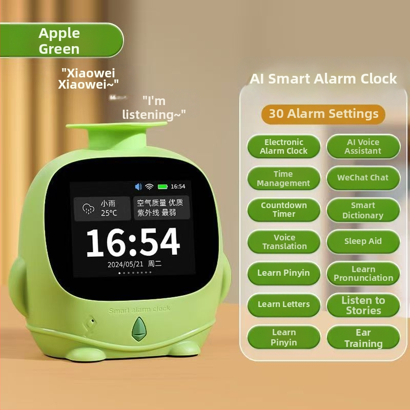 Dr. Pen Q1 Ceas inteligent deșteptare cu povestiri pentru somn, asistent vocal AI, Bluetooth, ecran LCD, reîncărcabil