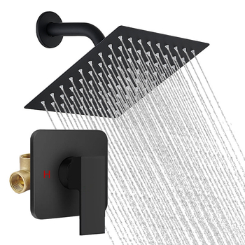 Set de duș încastrat în perete din cupru, robinet de amestec încorporat, control temperatură 0–95°C, funcții ploaie, masaj, jeturi și bule