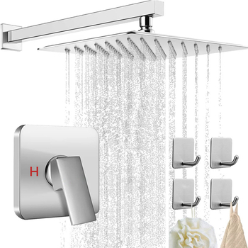 Set de duș încastrat în perete din cupru, robinet de amestec încorporat, control temperatură 0–95°C, funcții ploaie, masaj, jeturi și bule