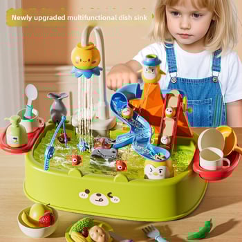 Jucărie de vase pentru copii – joc cu apă, din plastic, ieșire electrică de apă, model H365-1, brand Parenting Treasure, potrivit pentru 4–6 ani