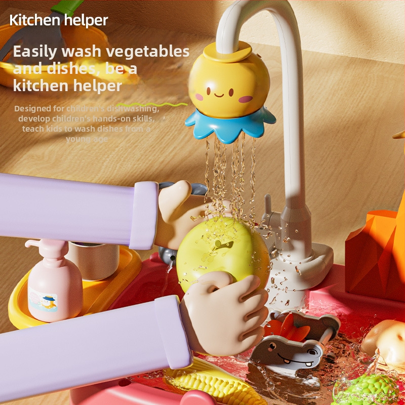 Jucărie de vase pentru copii – joc cu apă, din plastic, ieșire electrică de apă, model H365-1, brand Parenting Treasure, potrivit pentru 4–6 ani