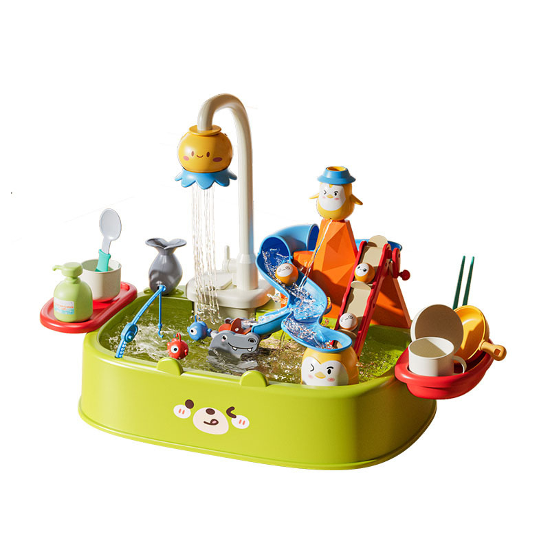 Jucărie de vase pentru copii – joc cu apă, din plastic, ieșire electrică de apă, model H365-1, brand Parenting Treasure, potrivit pentru 4–6 ani