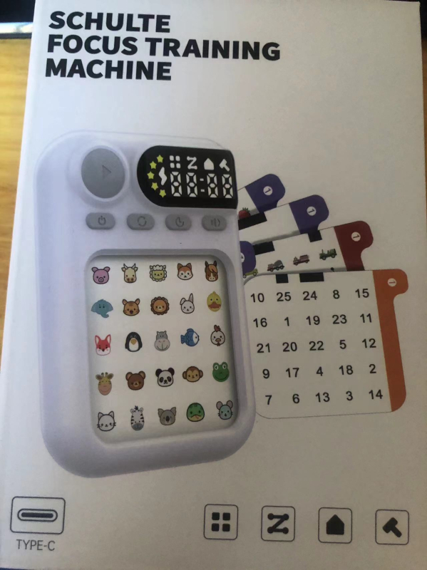 Mașină de Antrenament pentru Concentrare Schulte – Jucărie educativă pentru copii 4–6 ani, ABS, Muzică/Sunet, Alimentare cu baterie 150 mA, Pachet unic, Atazawa