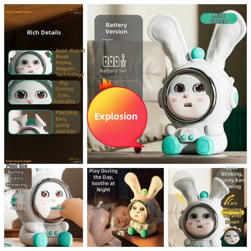 Mașină de povestire pentru învățarea timpurie cu recunoaștere vocală, muzică și interacțiune emoțională — plastic, funcționează pe baterii, potrivită pentru 4–6 ani.