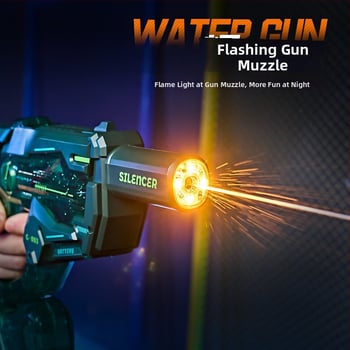 Pușcă de apă electrică cu capacitate mare, foc continuu, pulverizare apă și iluminare