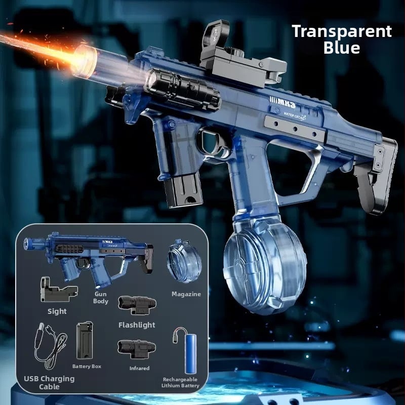 Pușcă de apă electrică cu capacitate mare, foc continuu, pulverizare apă și iluminare