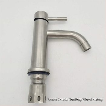 Robinet din oțel inoxidabil pentru chiuvetă, montaj pe blat cu o singură gaură, amestecător ceramic, model KLE-05051