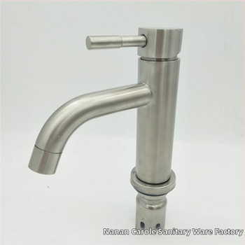 Robinet din oțel inoxidabil pentru chiuvetă, montaj pe blat cu o singură gaură, amestecător ceramic, model KLE-05051