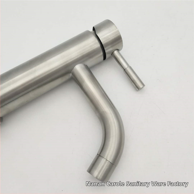 Robinet din oțel inoxidabil pentru chiuvetă, montaj pe blat cu o singură gaură, amestecător ceramic, model KLE-05051