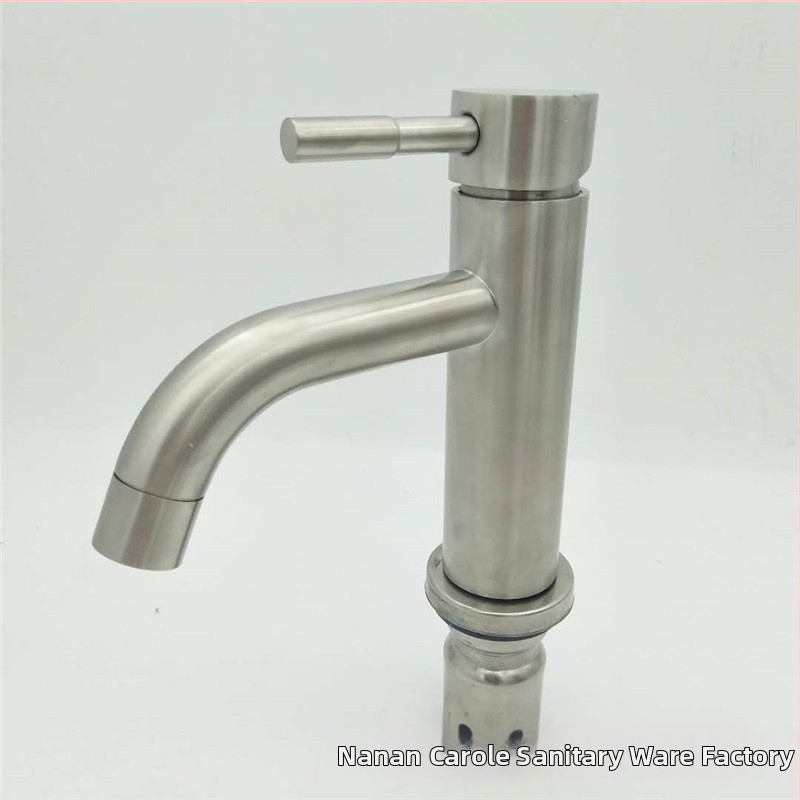 Robinet din oțel inoxidabil pentru chiuvetă, montaj pe blat cu o singură gaură, amestecător ceramic, model KLE-05051