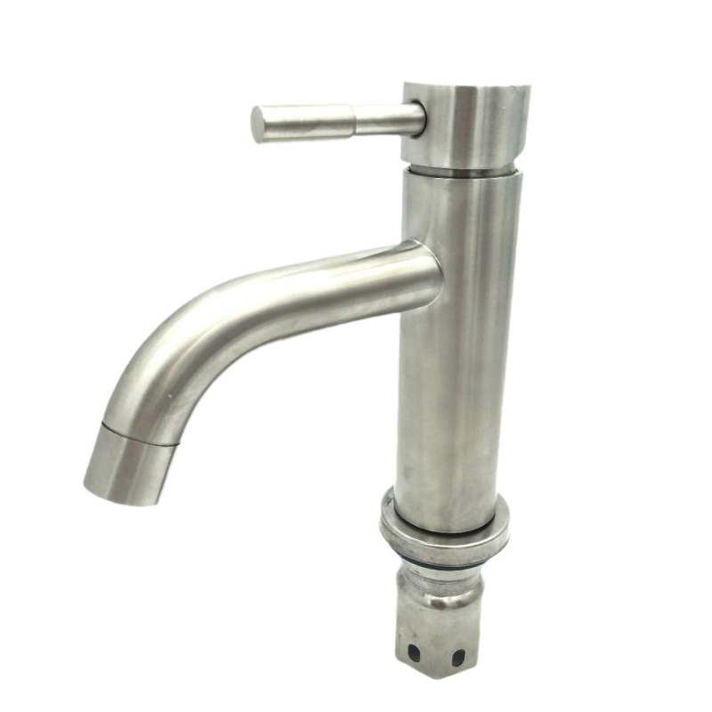 Robinet din oțel inoxidabil pentru chiuvetă, montaj pe blat cu o singură gaură, amestecător ceramic, model KLE-05051