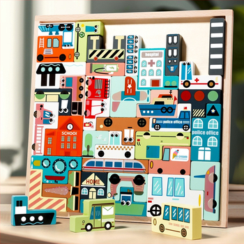 Puzzle 3D din lemn cu animale pentru copii 4–6 ani, personalizat conform desenelor (Material: Lemn; Funcție: Puzzle; Categorie: puzzle 3D; Vârstă: 4–6 ani)