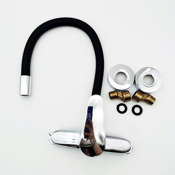 Falba épített konyhai keverőcsap, kettős karos kialakítás, belső szelepszár rézből, test cink ötvözet, 0-90°C hőmérséklet-tartomány