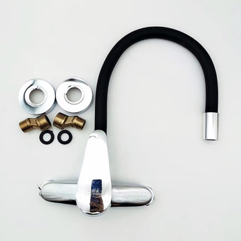 Falba épített konyhai keverőcsap, kettős karos kialakítás, belső szelepszár rézből, test cink ötvözet, 0-90°C hőmérséklet-tartomány