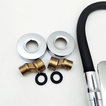 Falba épített konyhai keverőcsap, kettős karos kialakítás, belső szelepszár rézből, test cink ötvözet, 0-90°C hőmérséklet-tartomány