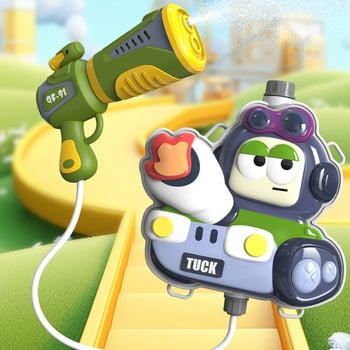 Pistol de apă din plastic cu rezervor pe spate și pistol retractabil – pentru copii 4–6 ani