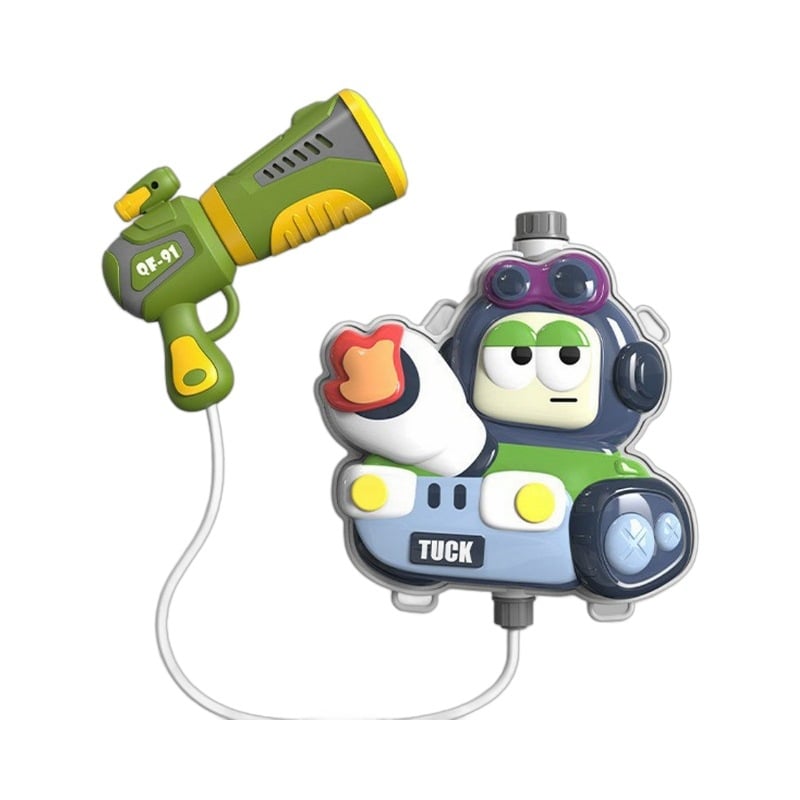 Pistol de apă din plastic cu rezervor pe spate și pistol retractabil – pentru copii 4–6 ani