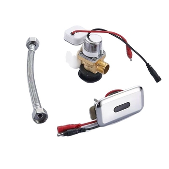 Valvă de spălare cu senzor pentru urinal, model 166, alimentare: baterie, corp din cupru, diametru ieșire 15 mm, timp spălare 3 s