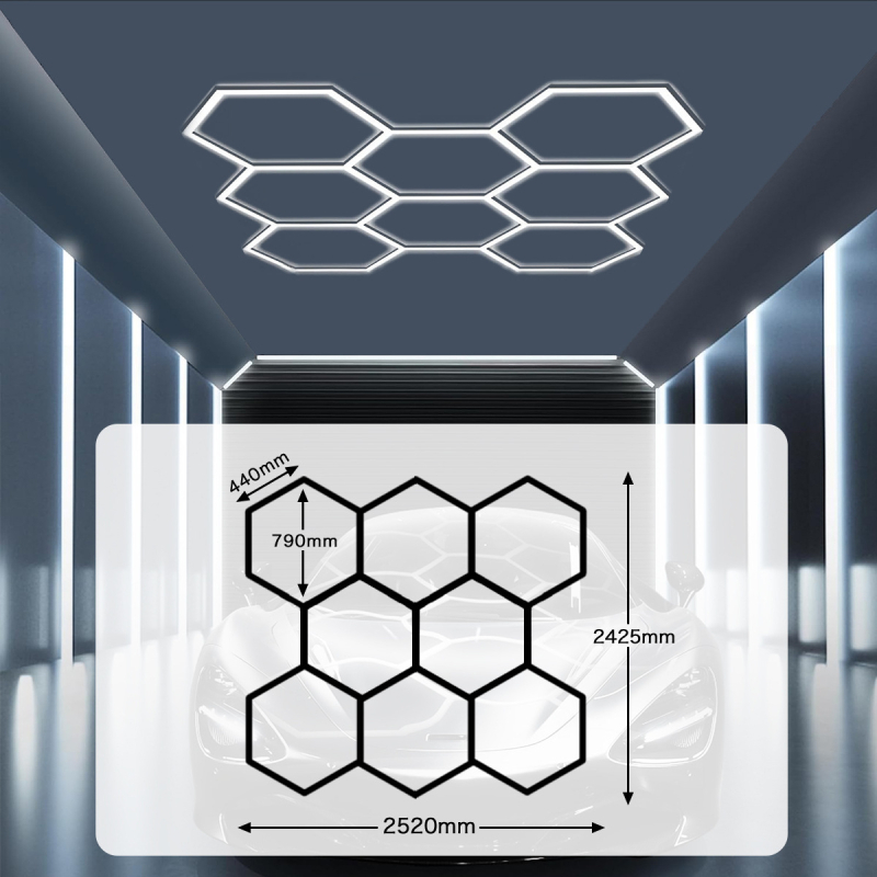 LED φωτιστικό οροφής εργαστηρίου με σχέδιο κυψελίδας για σταθμό περιποίησης αυτοκινήτων (900W, 220V, 950 lm, PF 0.9, αλουμινένιο περίβλημα)