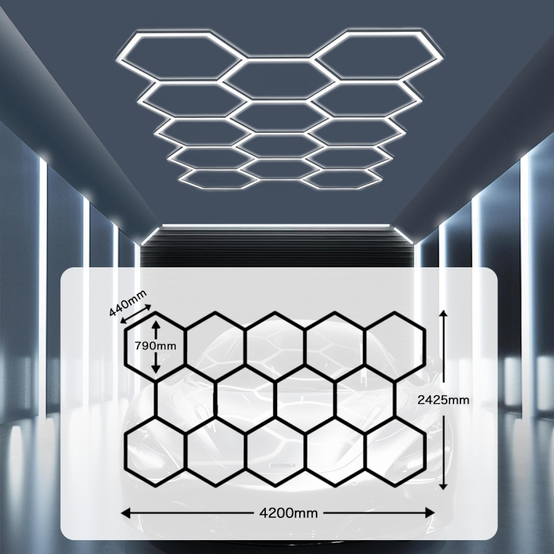 LED φωτιστικό οροφής εργαστηρίου με σχέδιο κυψελίδας για σταθμό περιποίησης αυτοκινήτων (900W, 220V, 950 lm, PF 0.9, αλουμινένιο περίβλημα)