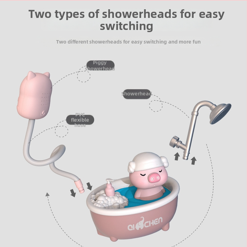 Jucărie de baie cu purceluș – jet de apă electric, din plastic, pentru copii 4–6 ani