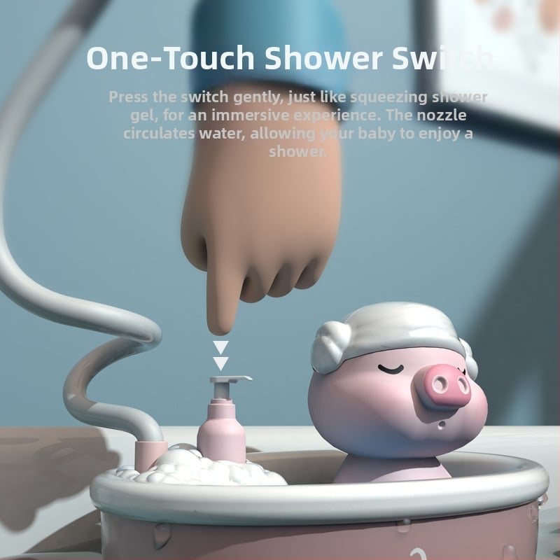 Jucărie de baie cu purceluș – jet de apă electric, din plastic, pentru copii 4–6 ani
