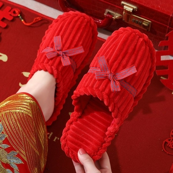 Vjenčane papuče za parove, Corduroy gornji dio, protuklizna PVC potplata, EVA srednji sloj, unutarnje zimske papuče