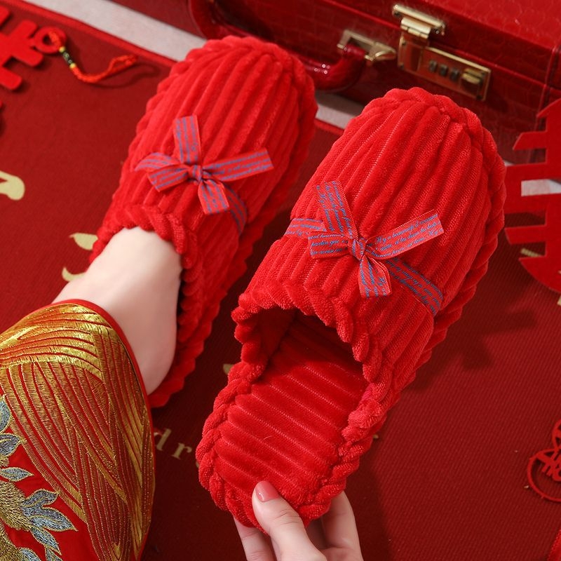 Vjenčane papuče za parove, Corduroy gornji dio, protuklizna PVC potplata, EVA srednji sloj, unutarnje zimske papuče