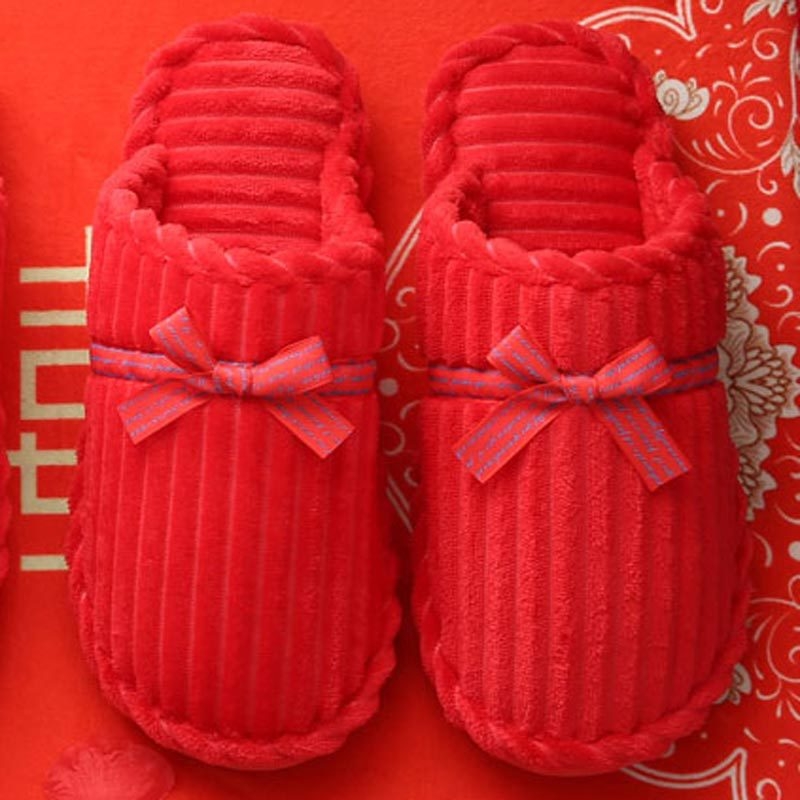 Vjenčane papuče za parove, Corduroy gornji dio, protuklizna PVC potplata, EVA srednji sloj, unutarnje zimske papuče