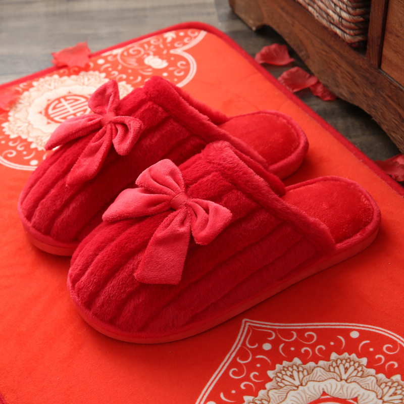 Vjenčane papuče za parove, Corduroy gornji dio, protuklizna PVC potplata, EVA srednji sloj, unutarnje zimske papuče