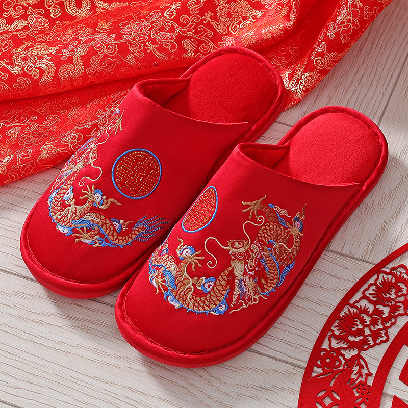 Vjenčane papuče za parove, Corduroy gornji dio, protuklizna PVC potplata, EVA srednji sloj, unutarnje zimske papuče