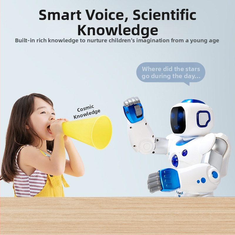 Robot Bluetoothom, daljinskim upravljačem, prepoznavanje glasa, glazba i emocionalna interakcija (ABS materijal; punjiva litijska baterija; za djecu 4–6 godina)
