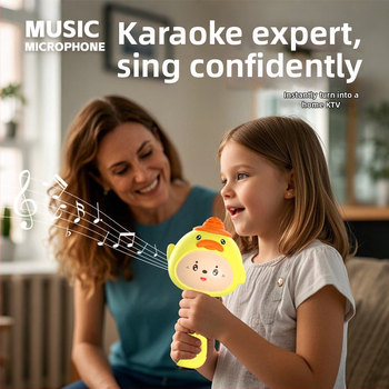 Microfon pentru copii, Bluetooth, cu lumină LED, baterie Li-ion reîncărcabilă (funcții muzicale/vocale; corp din plastic; potrivit pentru copii 4–6 ani)
