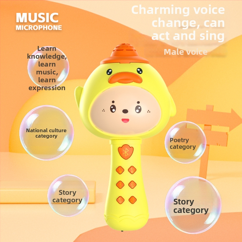 Microfon pentru copii, Bluetooth, cu lumină LED, baterie Li-ion reîncărcabilă (funcții muzicale/vocale; corp din plastic; potrivit pentru copii 4–6 ani)