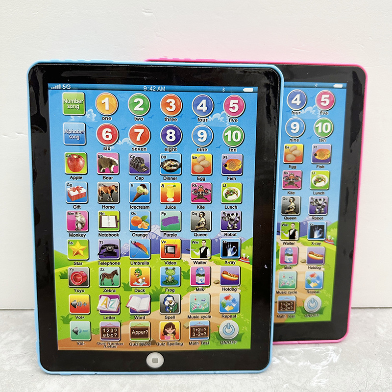 Edukativni uređaj za priče za djecu, tablet-stil alat za učenje s glazbom i dodirnom reakcijom, plastično kućište, napajanje baterijama, za djecu 4–6 godina.